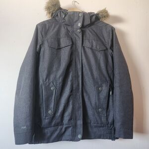 Firefly Linda Aquabase Elite Ski Snowboard Jacket Heather Grey Faux Fur Size M